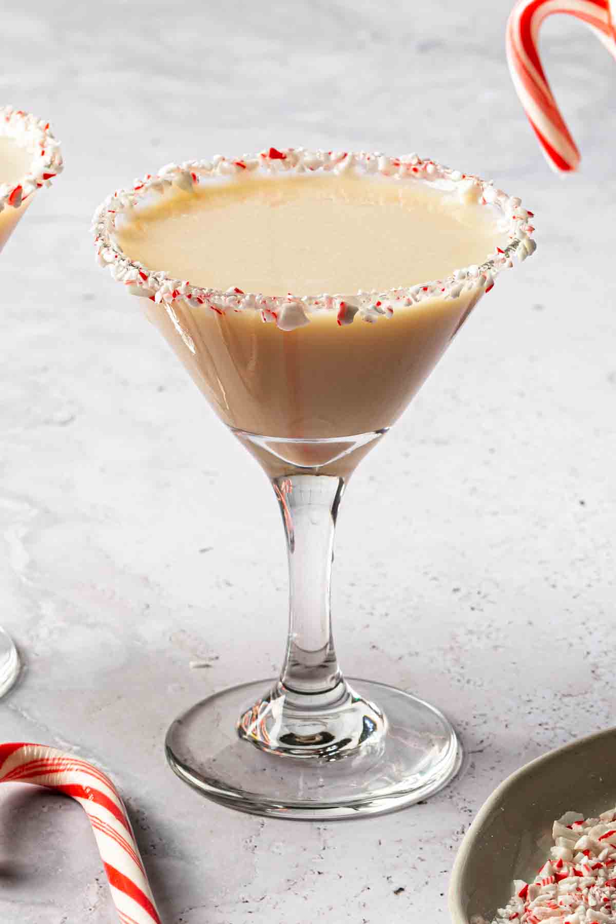 Close up of a peppermint cocktail. 