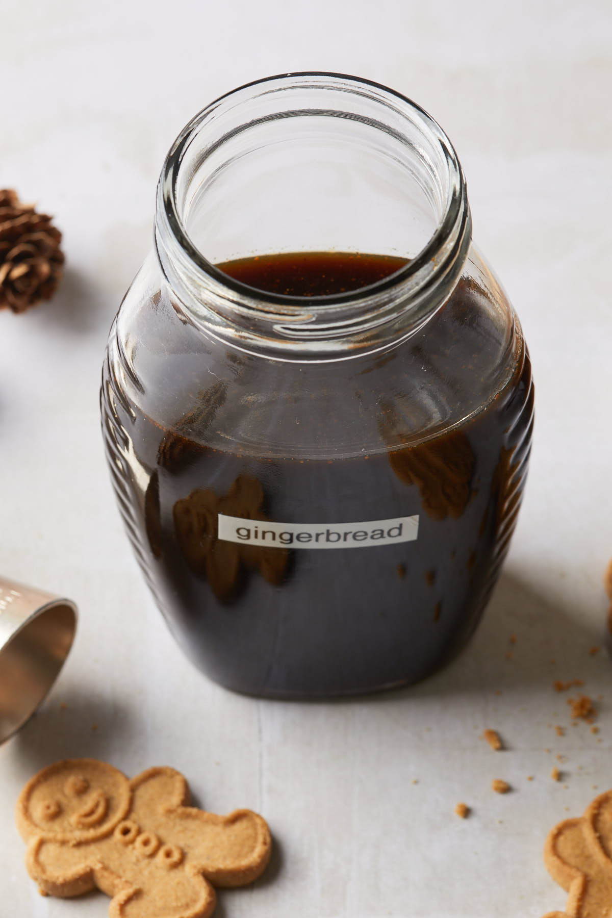 Close up of a homemade holiday syrup.